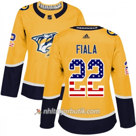 Dame Ishockey Nashville Predators Tröja Kevin Fiala 22 Adidas 2017-2018 Guld USA Flag Fashion Authentic